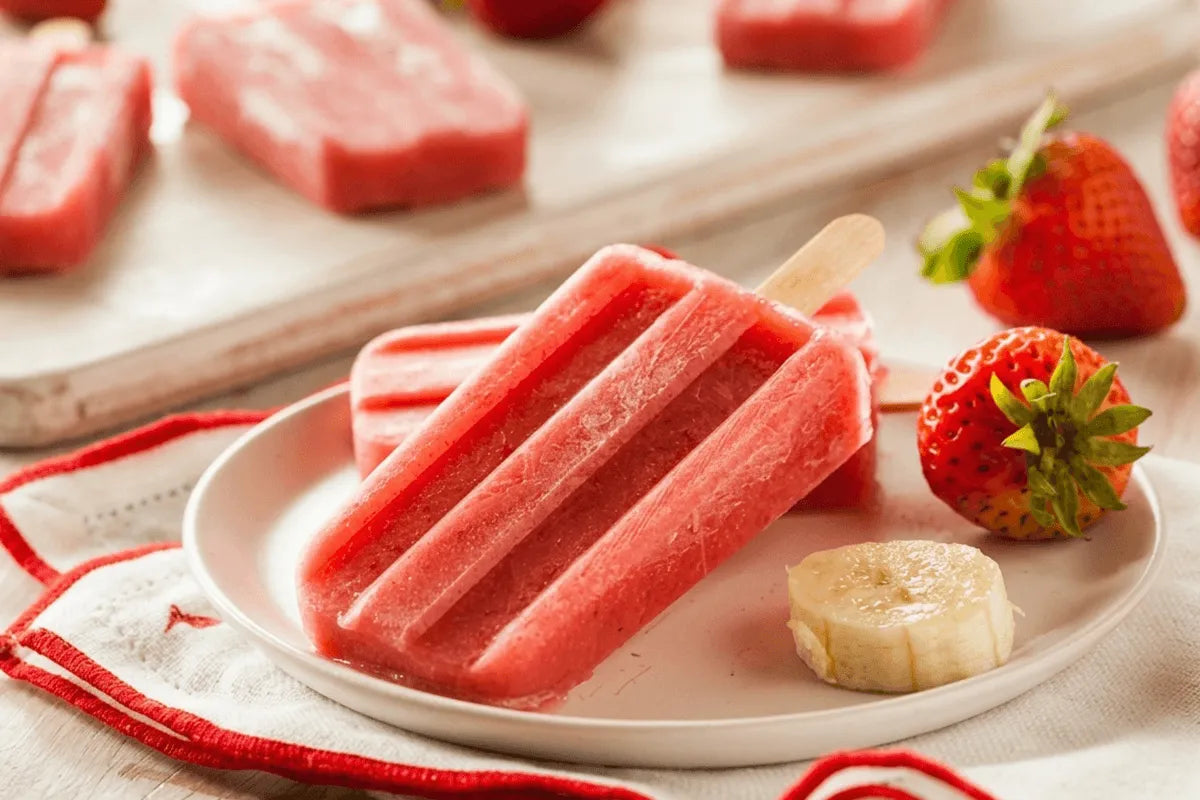 Strawberry Banana Cream Popsicles
