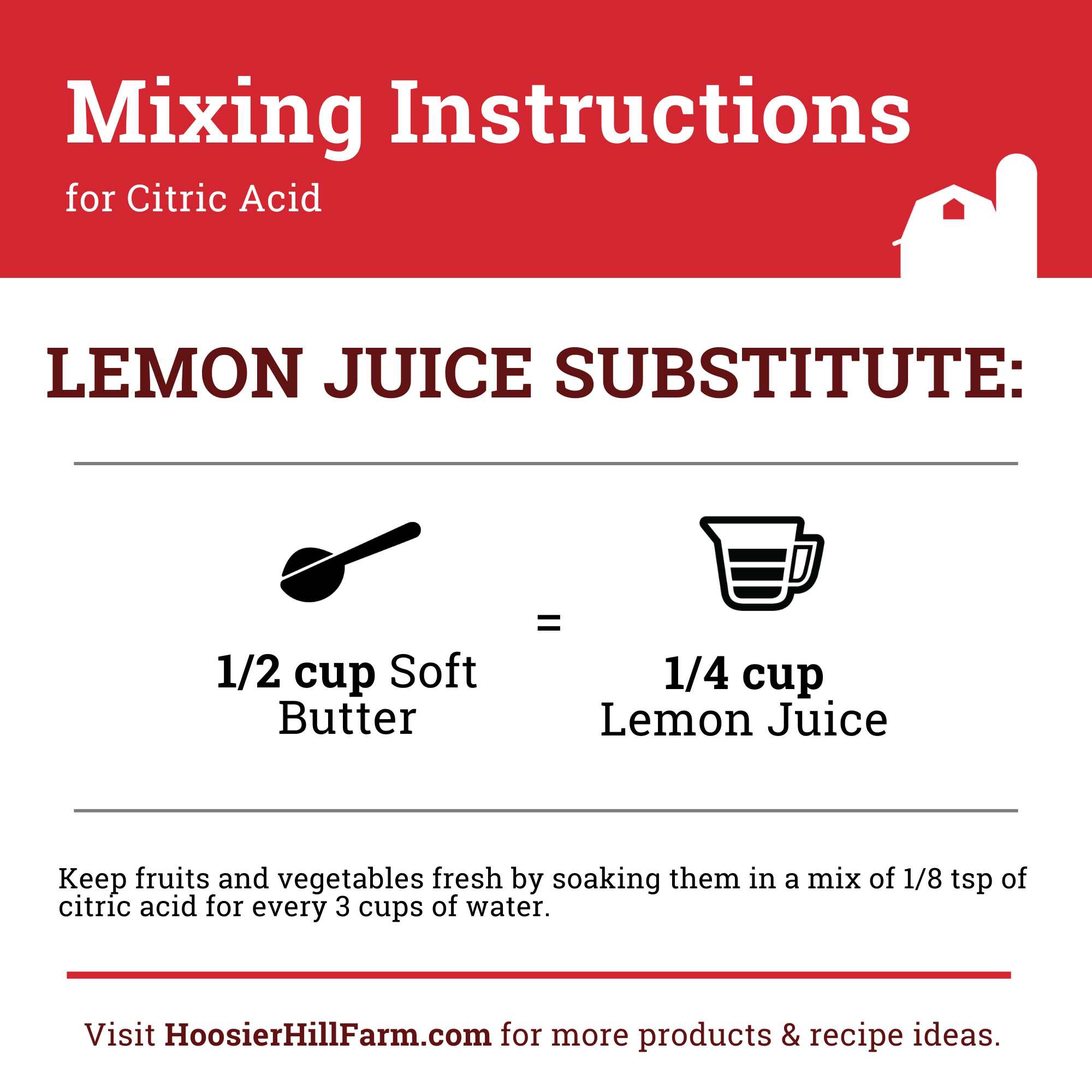 Hoosier Hill Farm Citric Acid, mixing and usage instructions