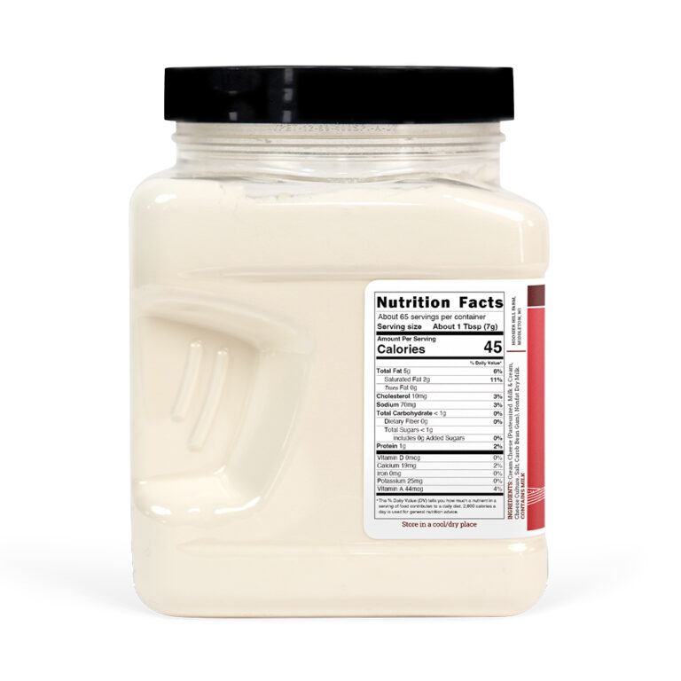 Hoosier Hill Farm Cream Cheese Powder, left side view of the 1 lb jar