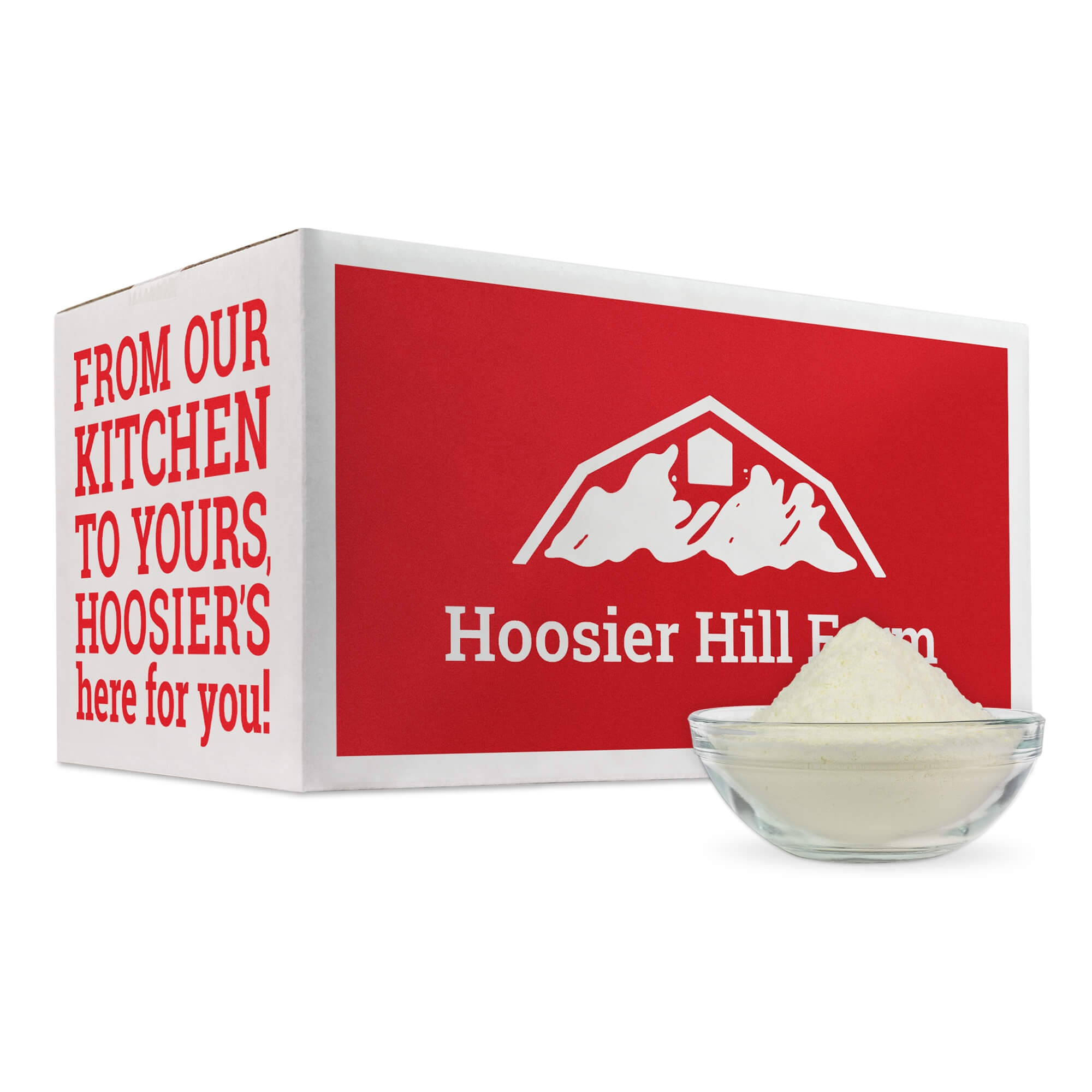 Hoosier Hill Farm product with a red and white box on a white background
