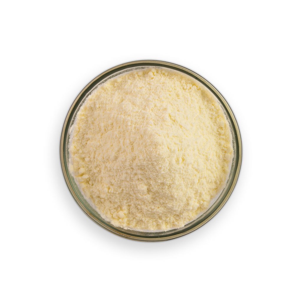 Jar of parmesan cheese on a white background