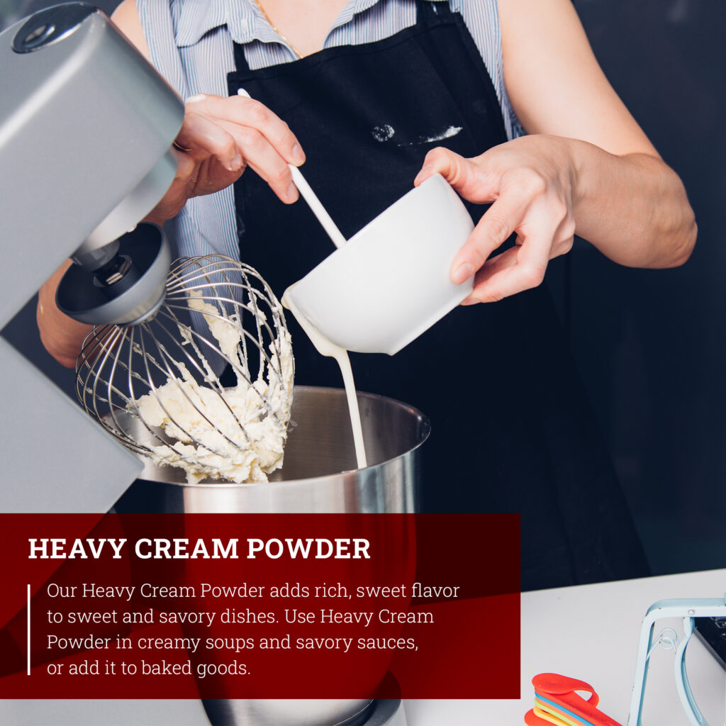Hoosier Hill Farm Heavy Cream Powder, lifestyle photo in a kitchen setting