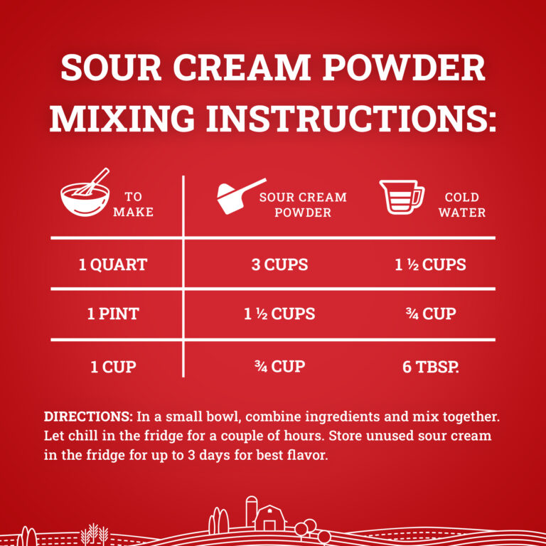 Hoosier Hill Farm Sour Cream Powder, mixing instructions infographic