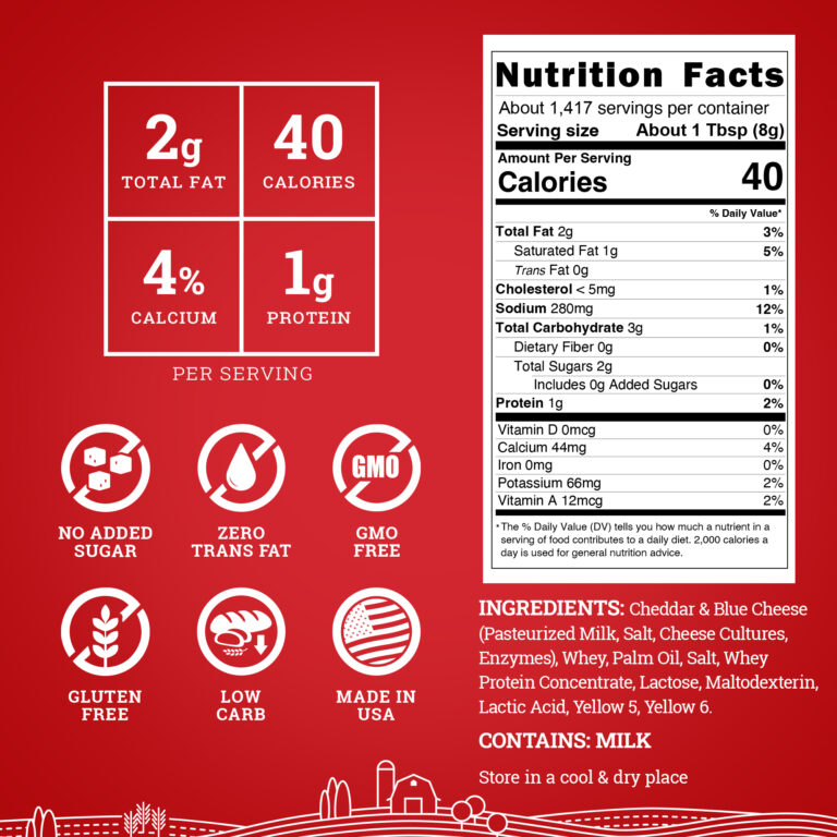 Hoosier Hill Farm Cheddar Cheese Powder, nutrition facts panel