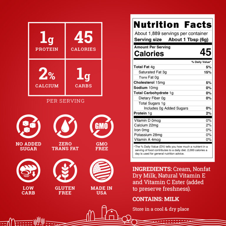 Hoosier Hill Farm Heavy Cream Powder, nutrition facts panel