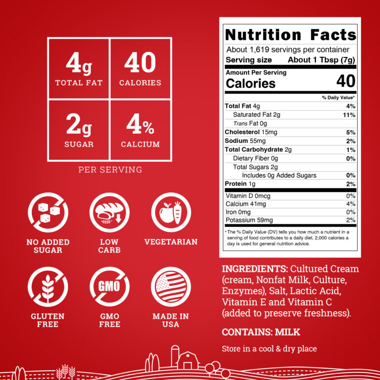 Hoosier Hill Farm Sour Cream Powder, nutrition facts panel