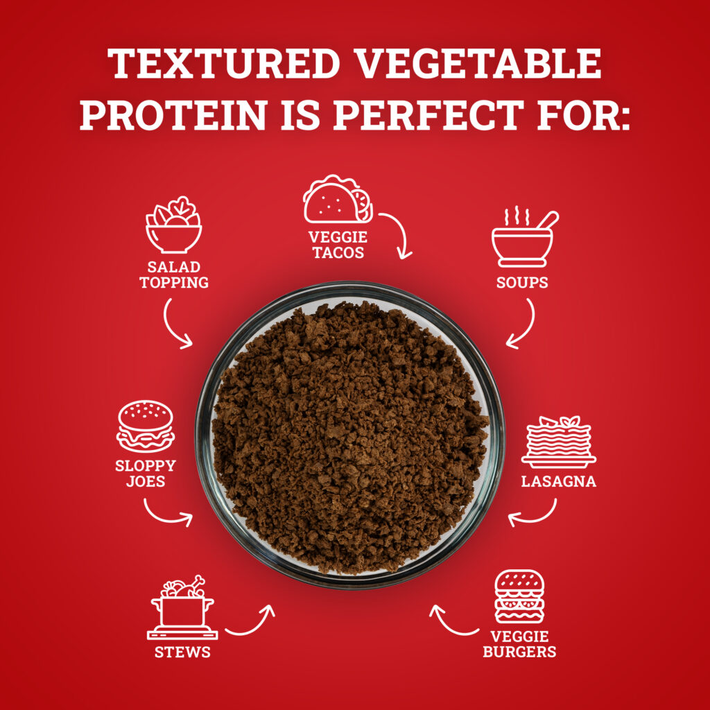 Hoosier Hill Farm Textured Vegetable Protein, recipe and usage ideas