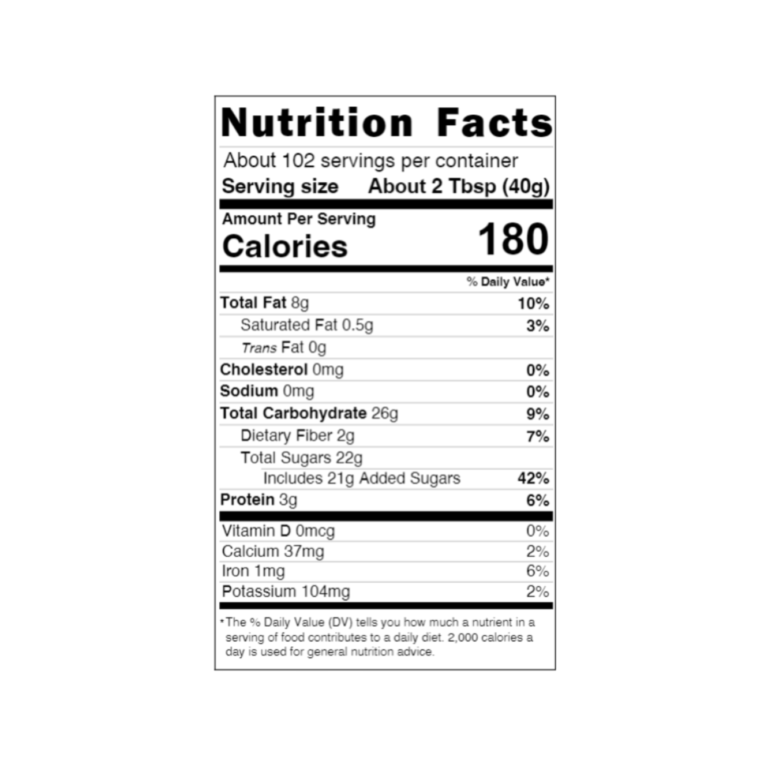 Hoosier Hill Farm Marzipan Paste, nutrition facts panel